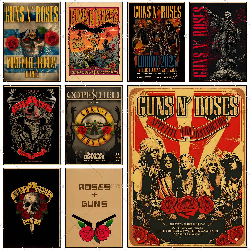 Musical Instrument Poster - Plakat zespołu rockowego G-Guns n R-Roses,