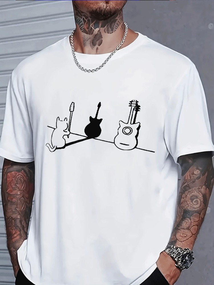Musical Instrument Poster - Minimalistyczna koszulka męska z krótkim rękawem,