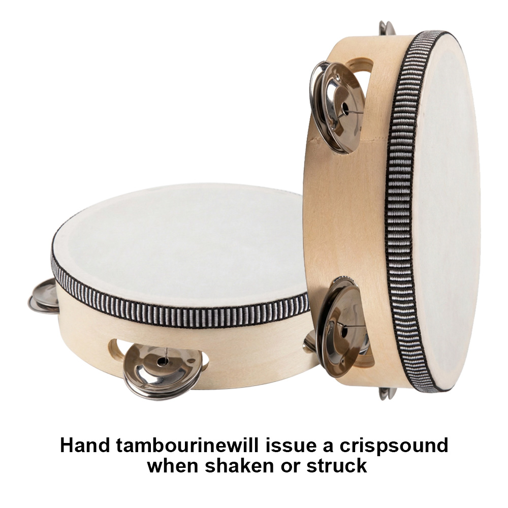 Tambourine Hand Drum - 6-calowy ręczny tamburyn z metalowymi dzwoneczkami,
